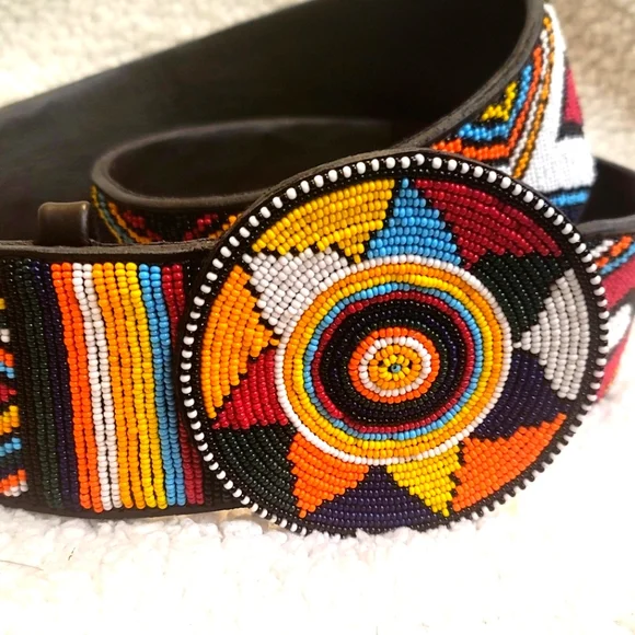 Authentic Kenyan Hand Crafted Beaded Belt Kenyan Collection Beaded Belts- Equestrian Belts main image 3